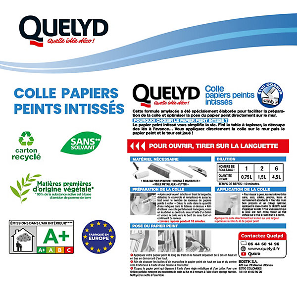 Colle en poudre - adaptée pour tout papiers peints intissés - surface de couverture 32 m² - Quelyd 30621359