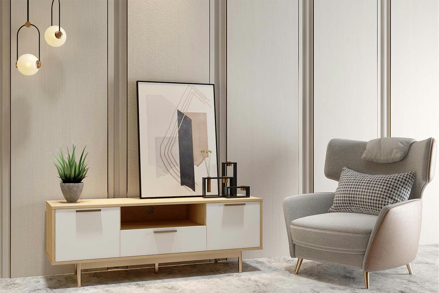 FYN - Meuble TV scandinave en bois blanc