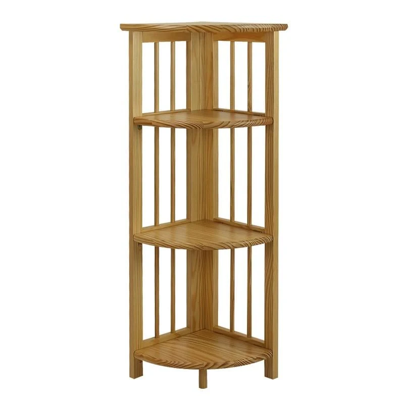Mission 4-shelf Corner Folding 100% Solid Wood Bookcase