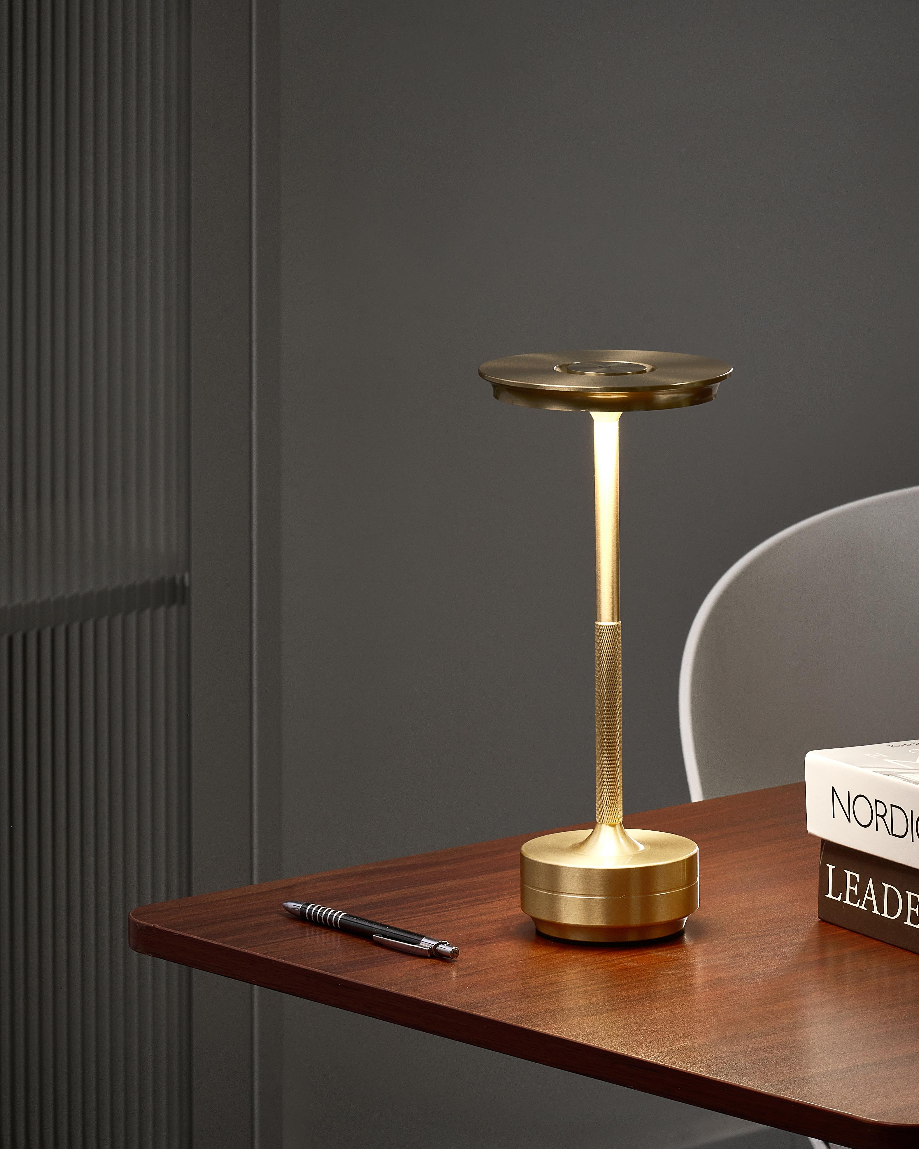 Wireless LED Table Lamp MAGO with Dimmer Metal Gold