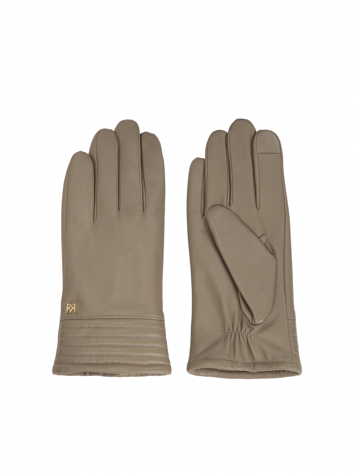 Taupe women's gloves with touch screen function