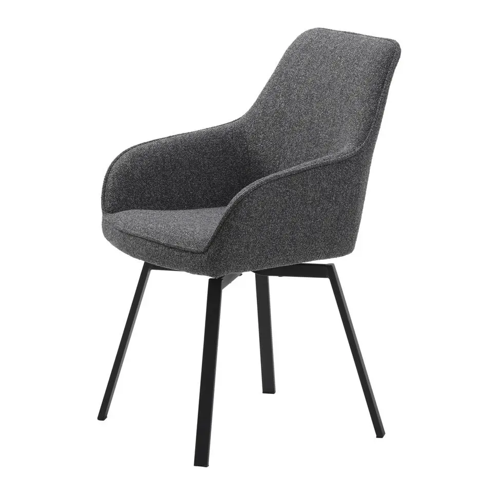 Eetkamerstoel Donkergrijs Stof - Draaibaar - 58x59x83cm - Alma - Set van 2
