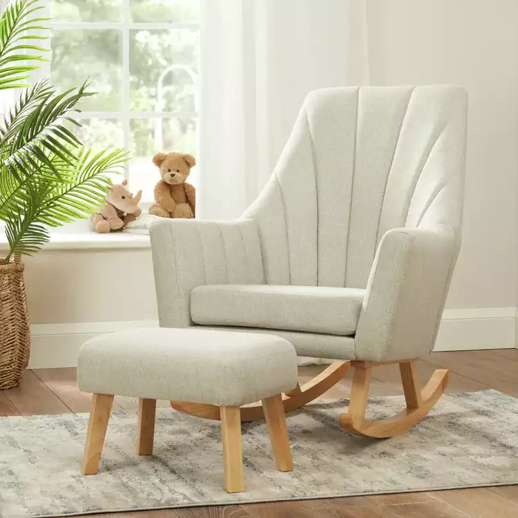 Tutti Bambini Jonah Rocking chair and Stool Pepple - Grey