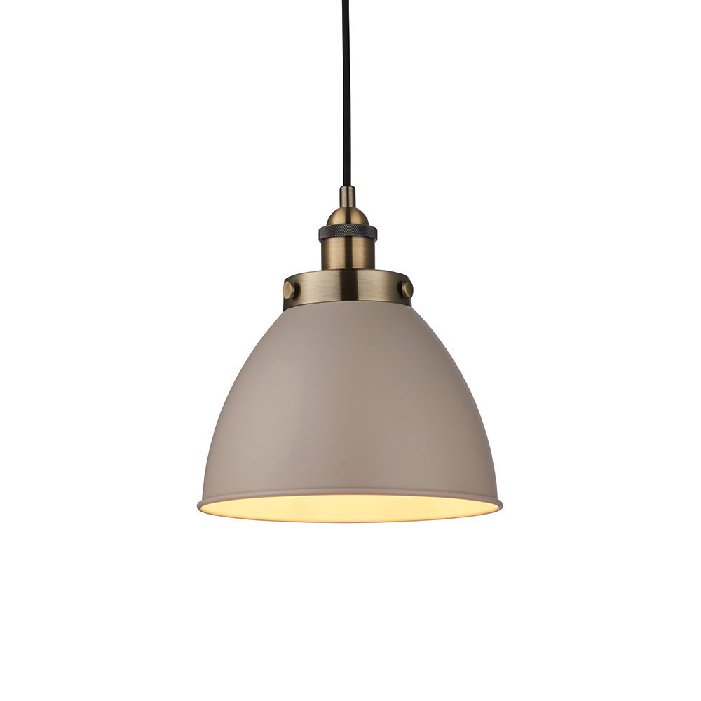 Lampa wisząca FRANKLIN kopułowy klosz szara mosiądz 1xE27x40W IP20 Endon