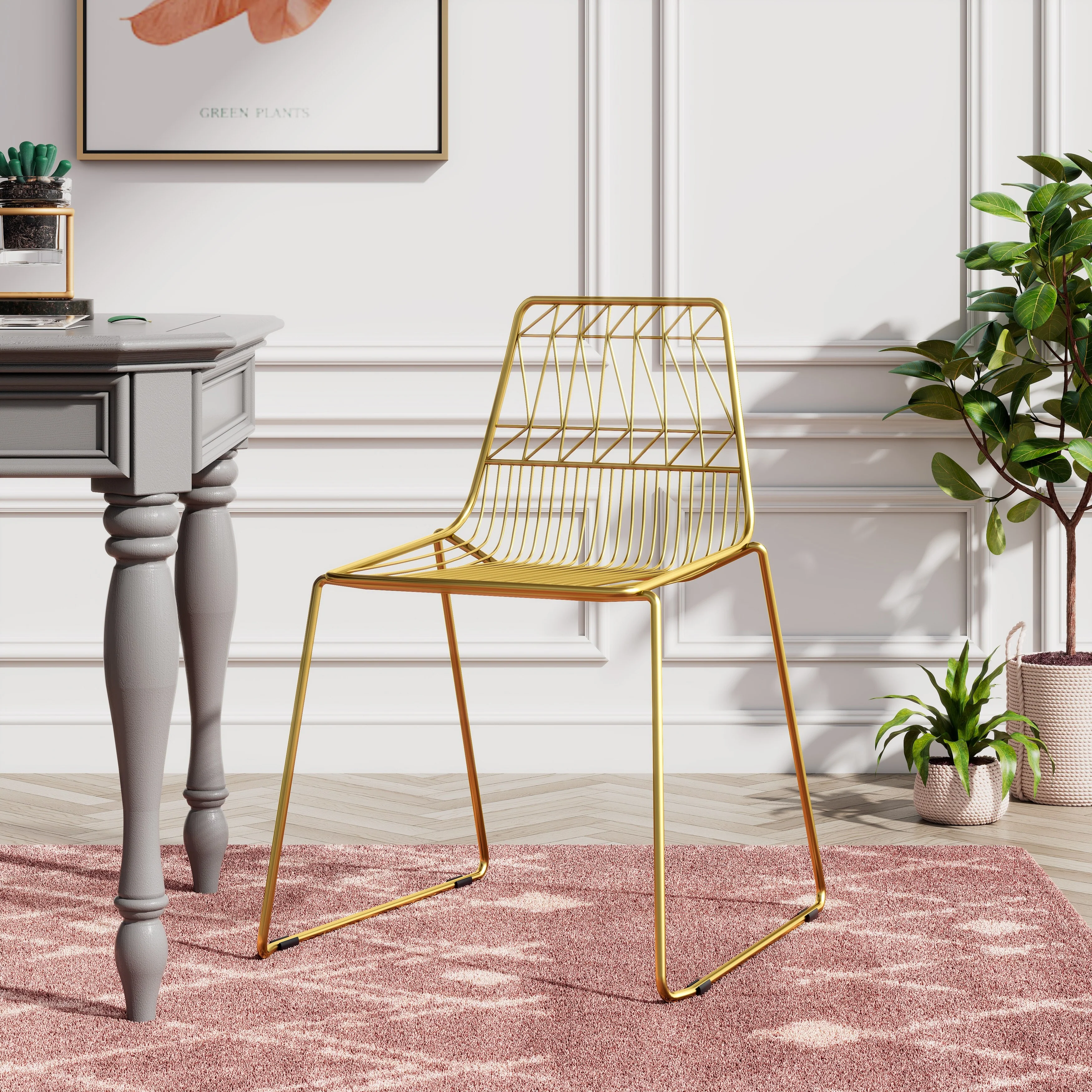 Corvus Somme Slat Back Gold Side Chair (set of 2)