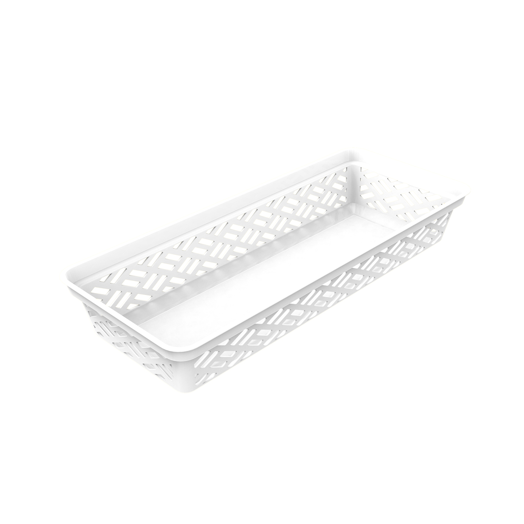 Cesto de arrumação branco baixo grande