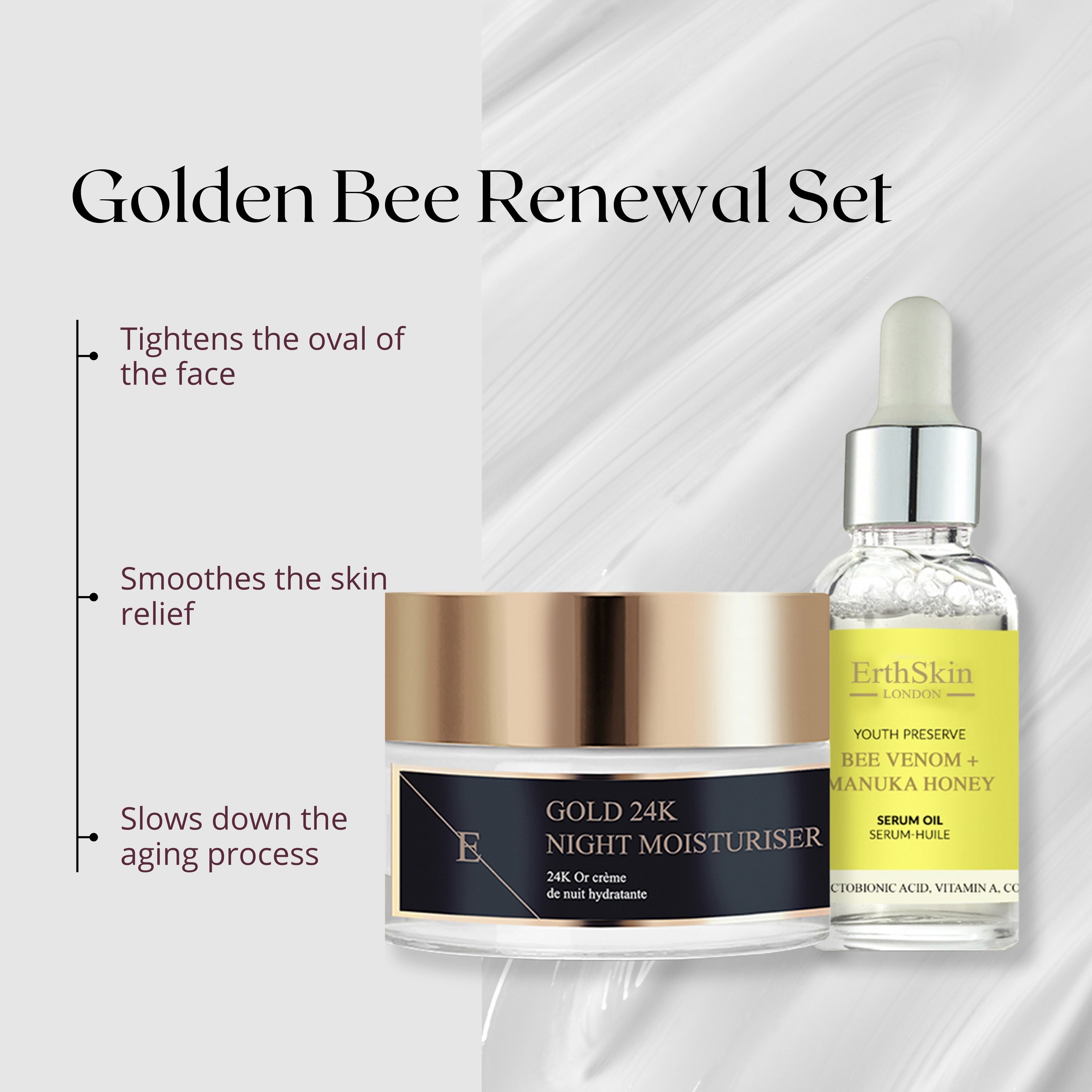 Erth Skin London Bee Venom Serum Oil 30ml   Anti-Aging Night Moisturizer 24K Gold 50ml
