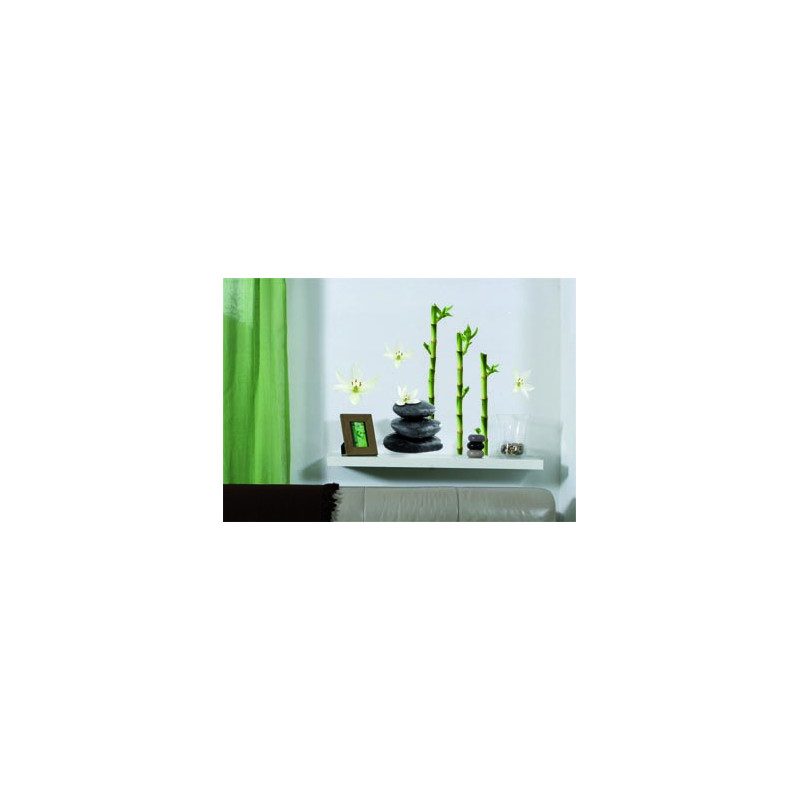 Planche de stickers Bambou & Galets 48 x 48 cm
