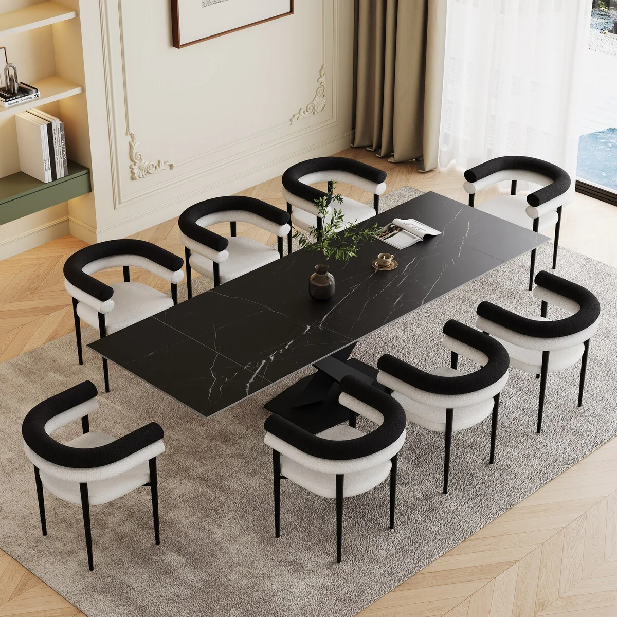 94.48 Modern Extendable Rectangular Sintered Stone Dining Table For 8 person - 62.99 - 94.48
