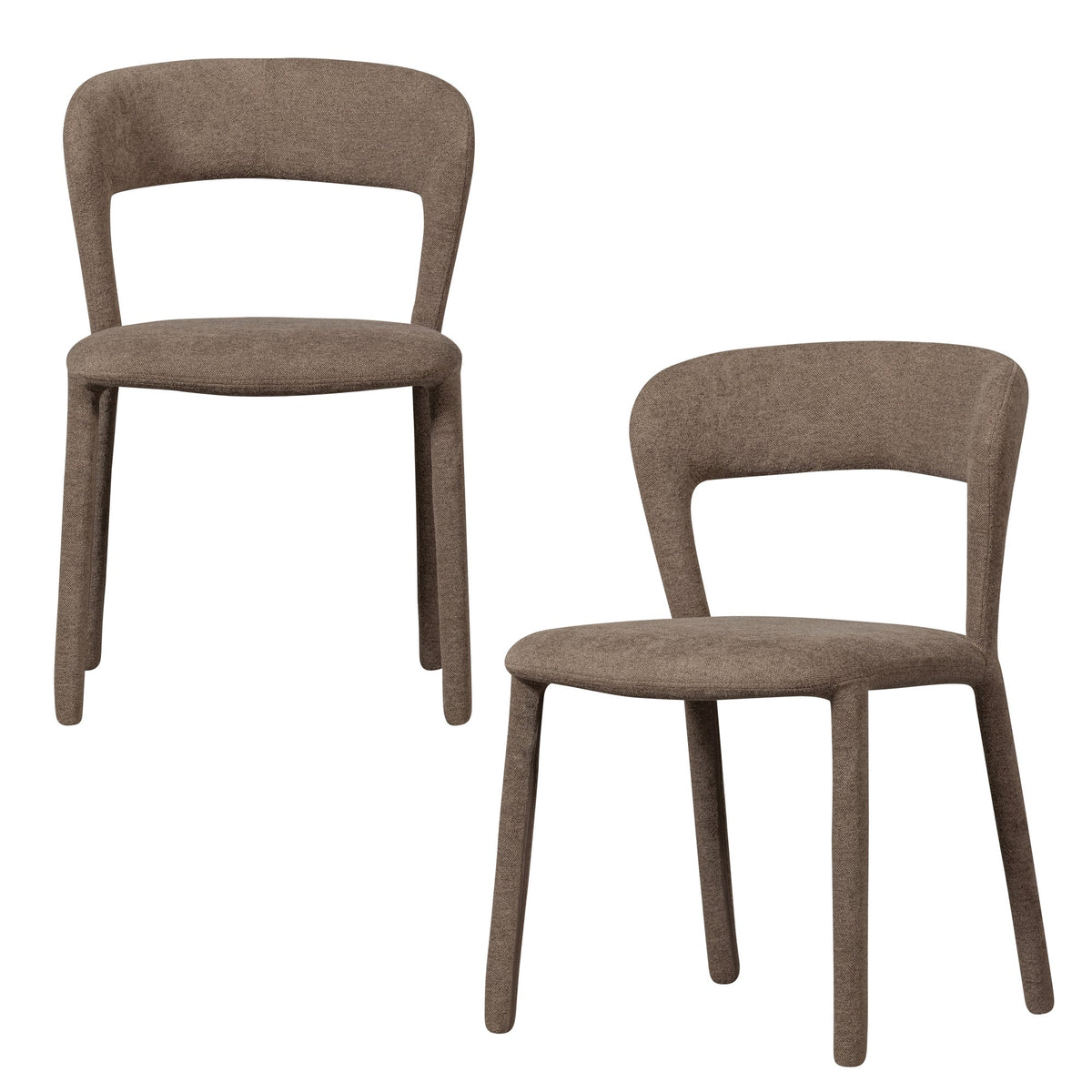 WOOOD eetkamerstoelen Noble - Polyester - Taupe - Set van 2