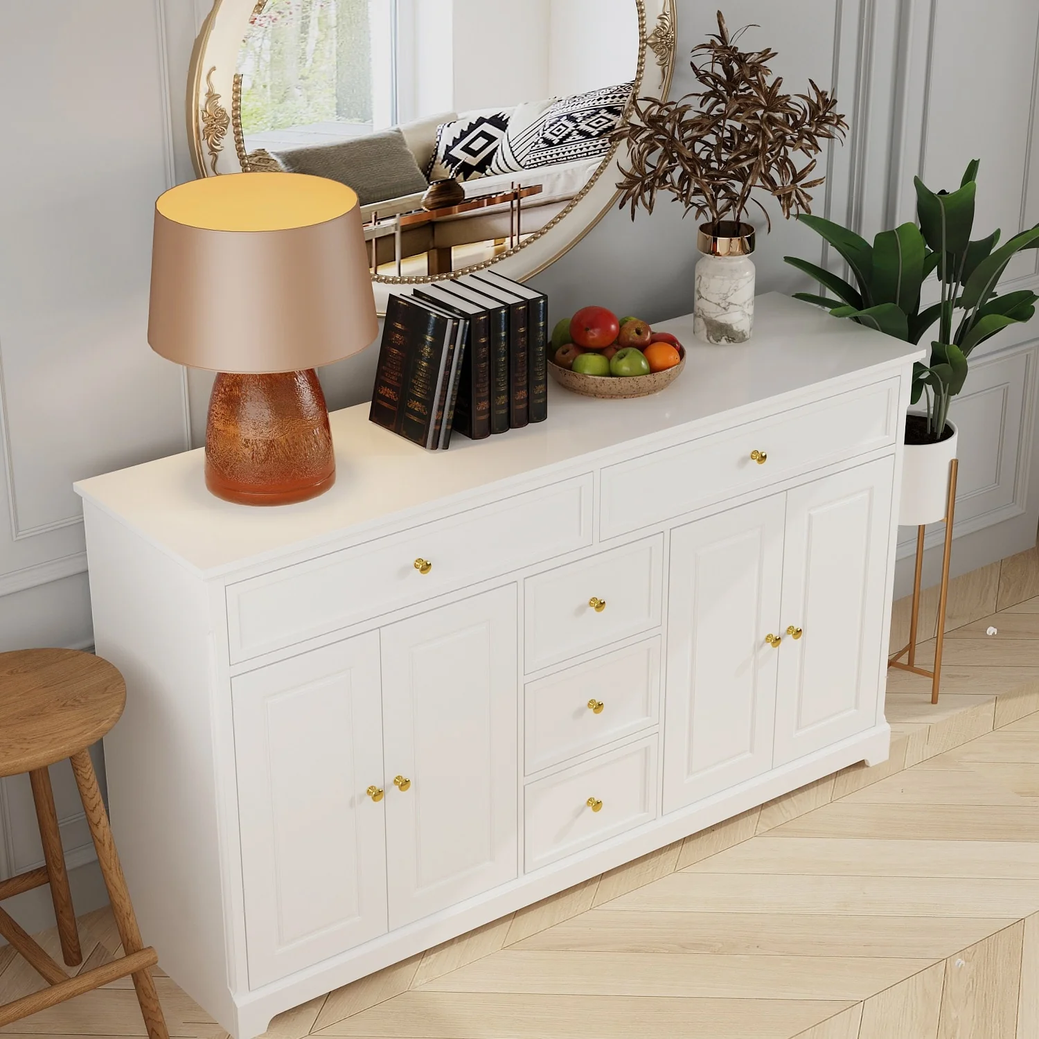 Combo Dresser Chest Storage Cabinet Buffet Sideboard White/Black/Grey