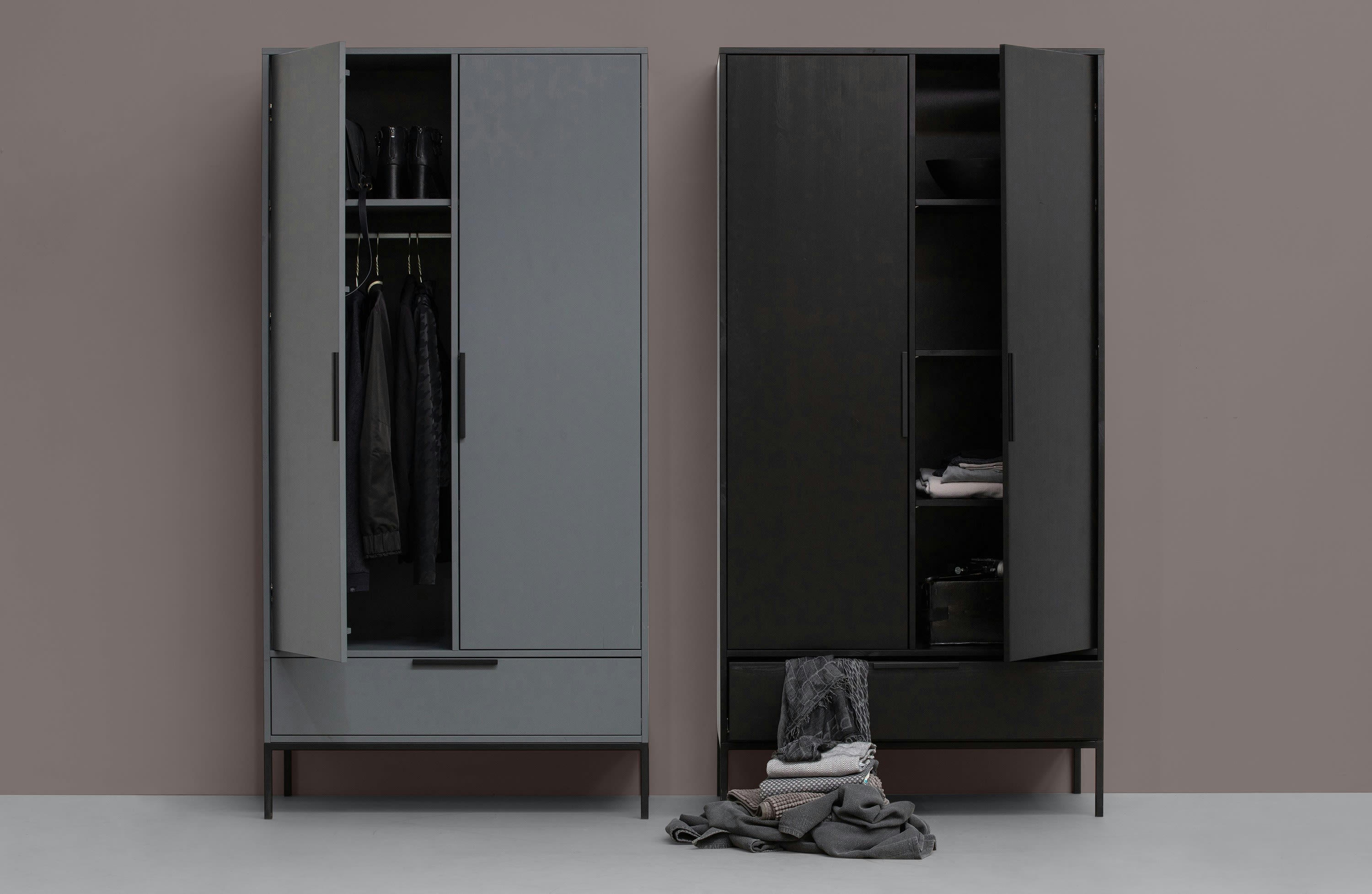 ADAM - Armoire 2 portes en bois gris