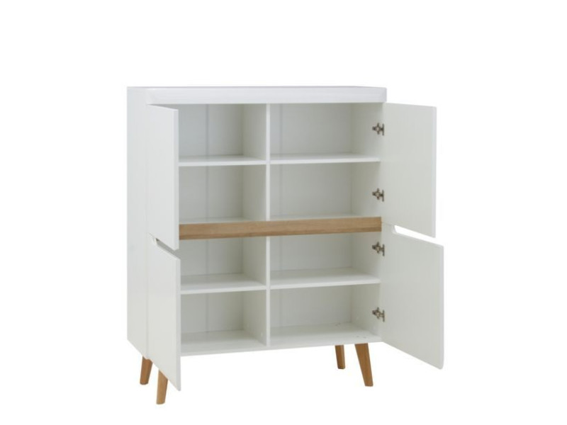 Komoda do salonu wysokie nogi NODIS 107 cm Biały Połysk