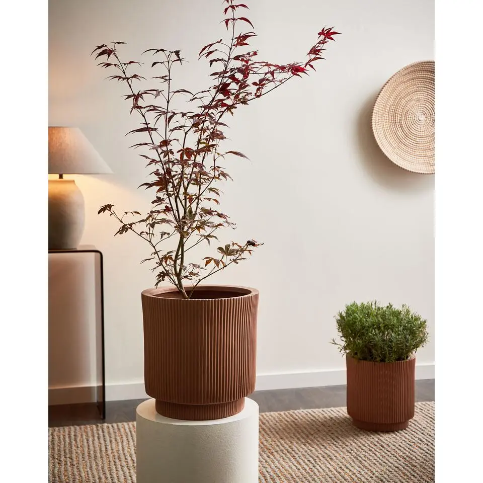 DARIA - Bloempot - 37 x 37 x 37 cm - Bruin - Kleivezels