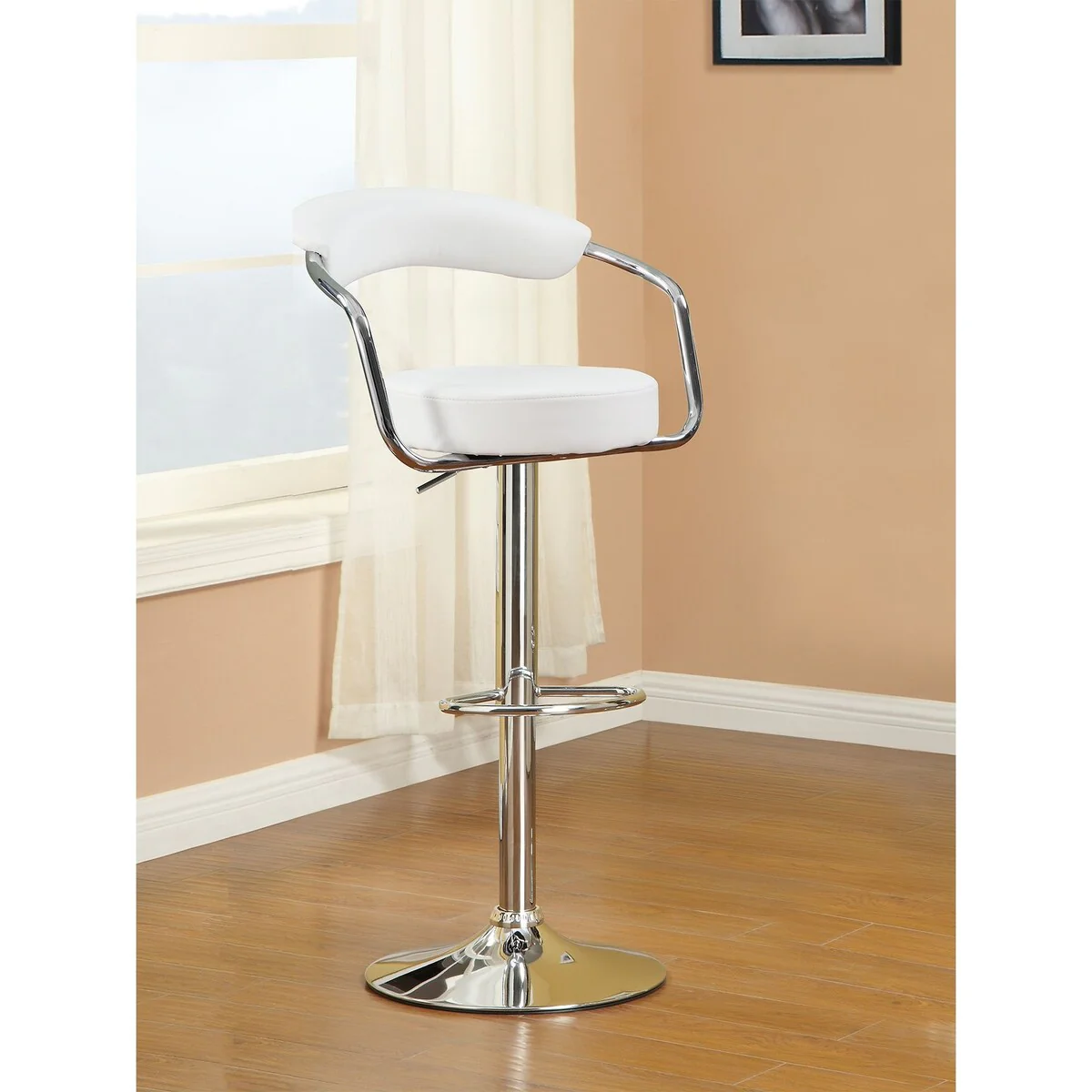Poundex Swivel Metal Frame Adjustable Barstool