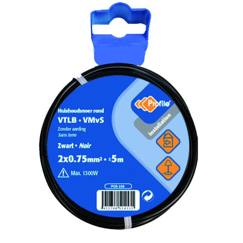 Câble VTLB 2 x 0.75 mm² noir 5 m PROFILE