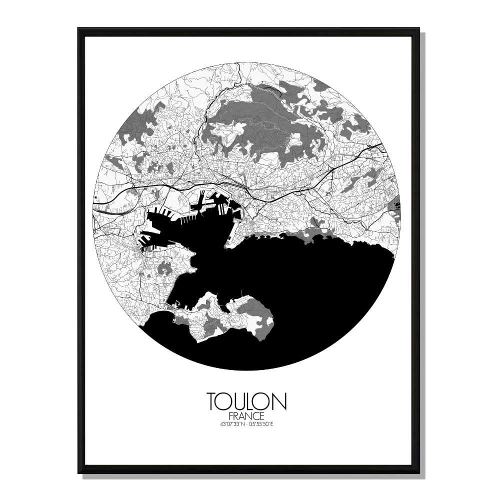 - Affiche Toulon Carte ronde 40x50