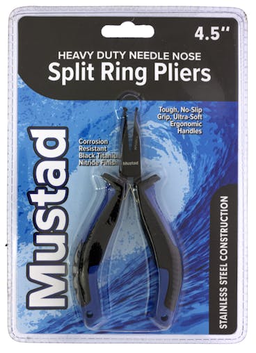 Mustad 4.5 Inch Heavy Duty Needle Nose Split Ring Pliers - Stainless Steel