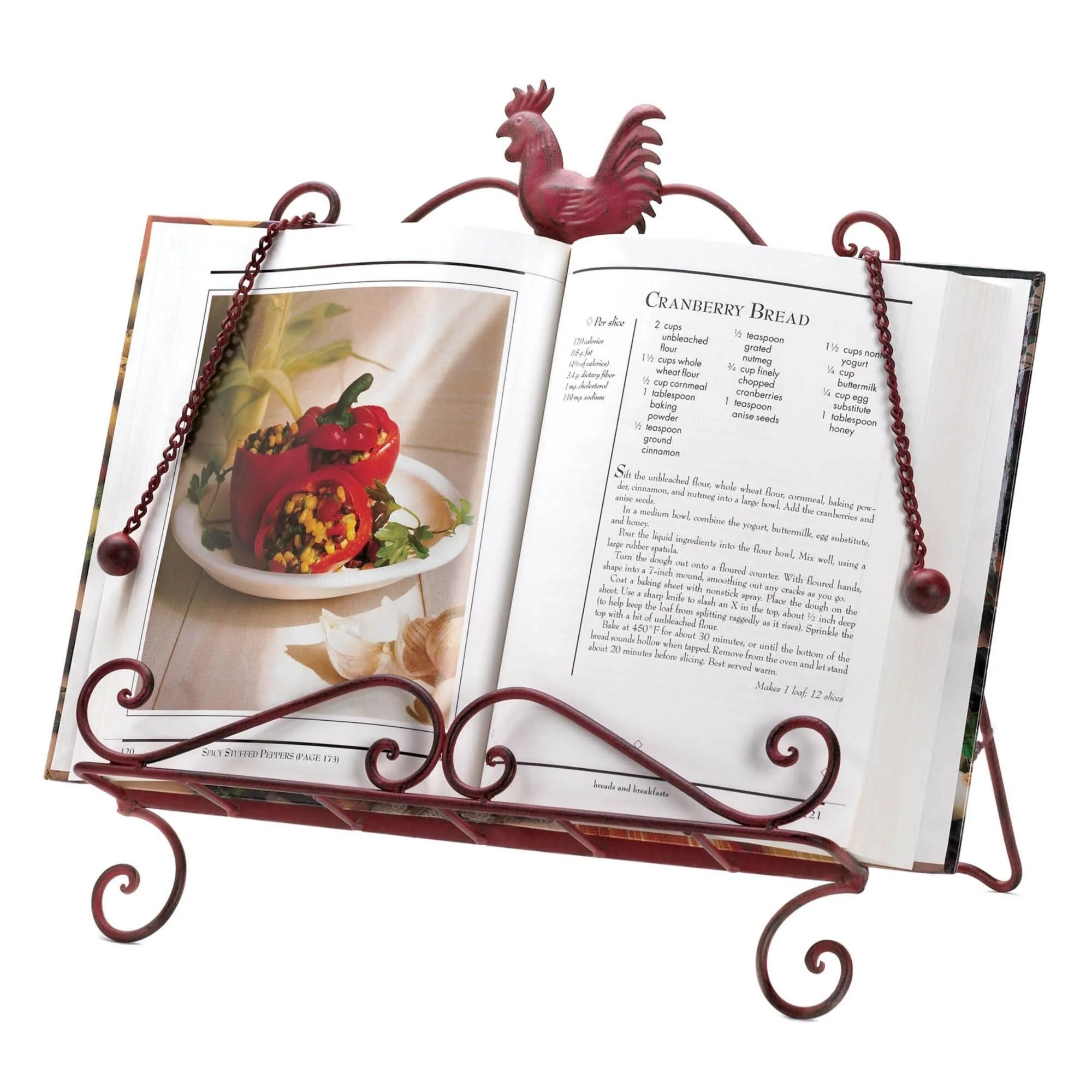 Rooster Cookbook Stand - 13.25 - Red