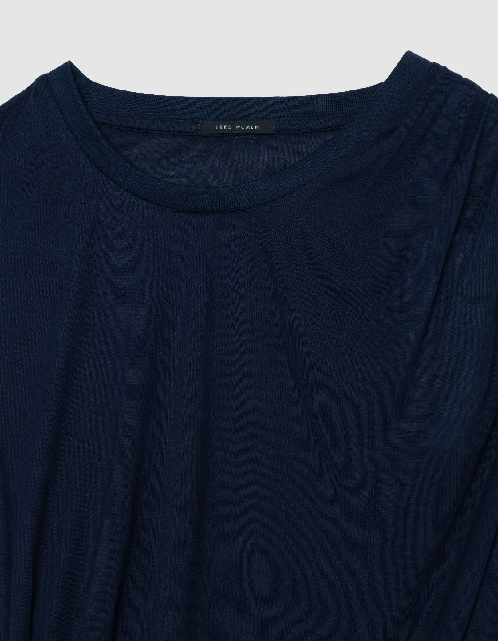 Tee-shirt manches courtes marine fronces côtés Femme
