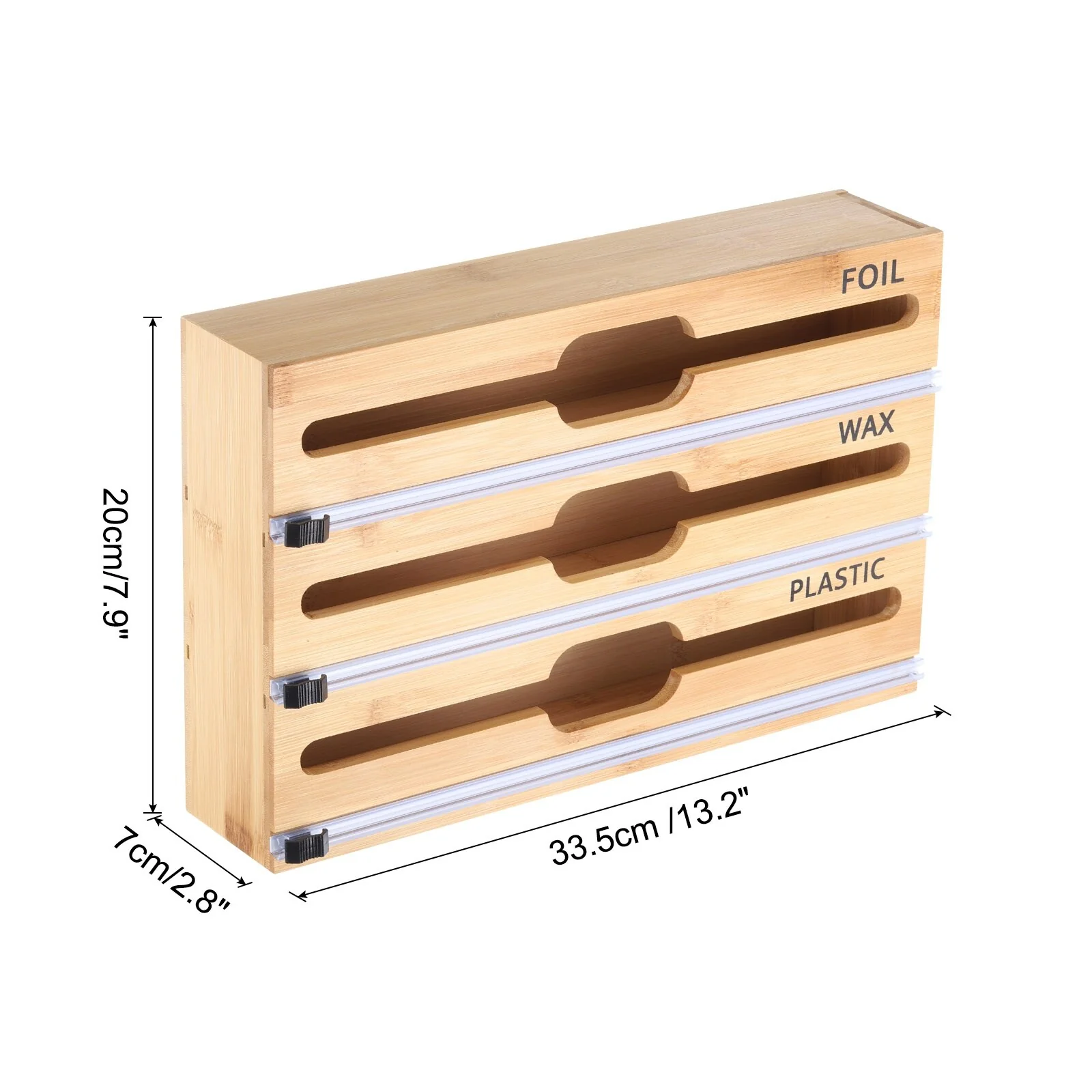 Bamboo 3 in 1 Wrap Organizer with Cutter and Labels - Natural