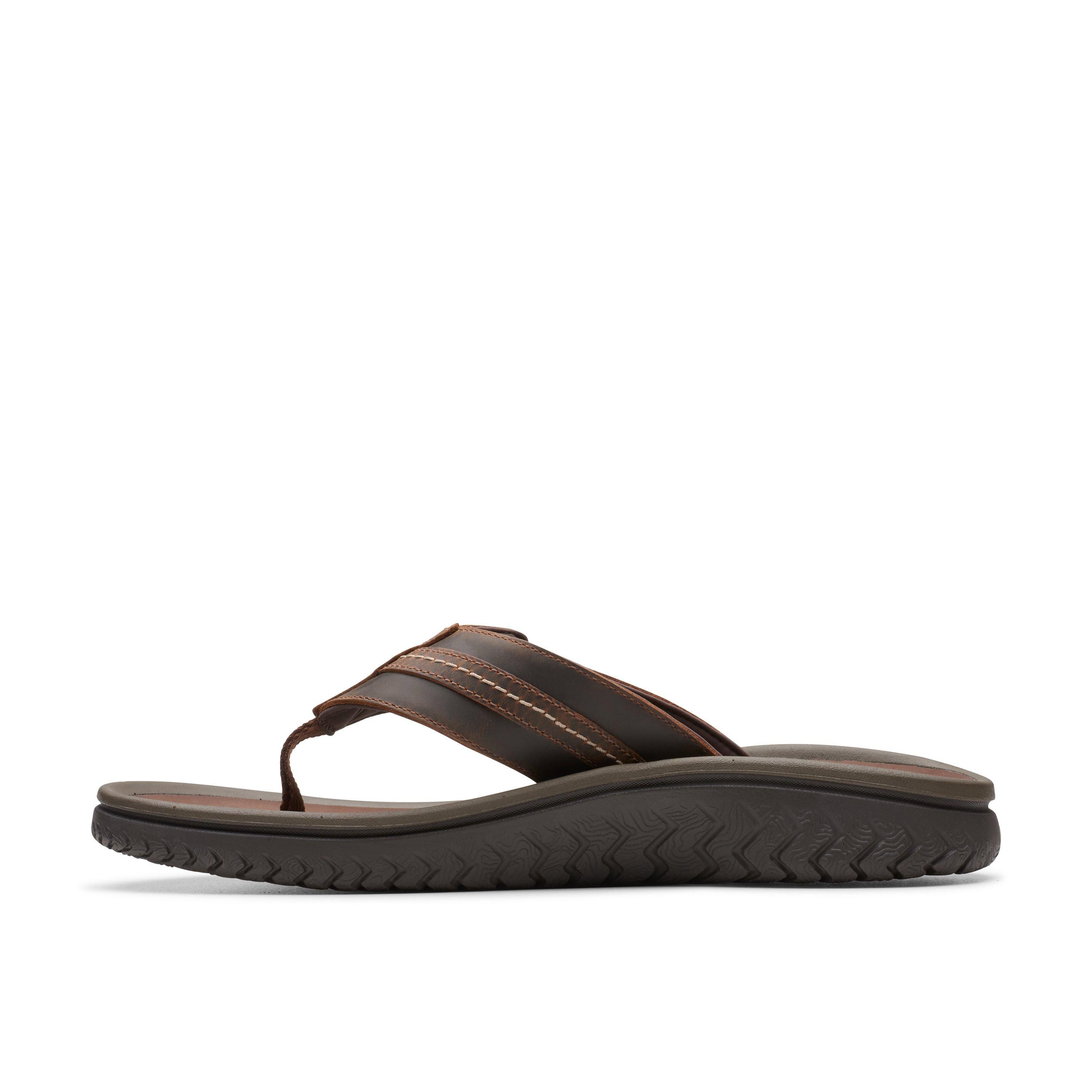 Clarks Wesley Sun Beeswax Leather Flip Flops