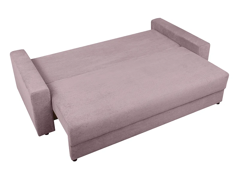 Sofa trzyosobowa Garcia rozkładana z pojemnikiem welurowa różowa