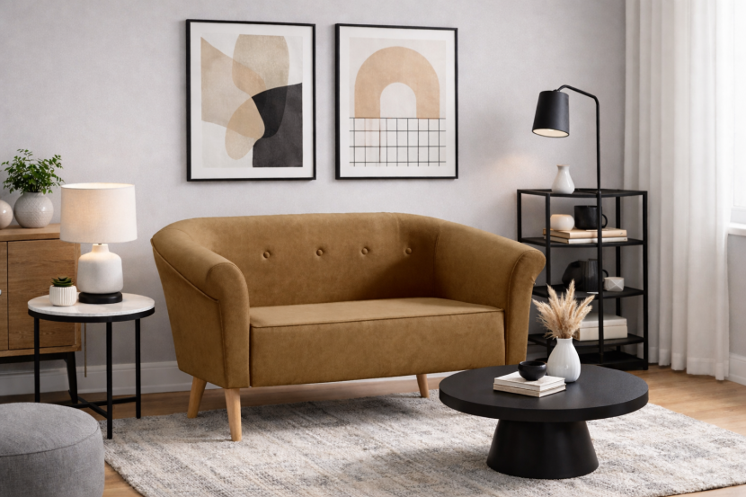Sofa ESPERO z guzikami2 osbowa styl skandynawski welur monolith 48