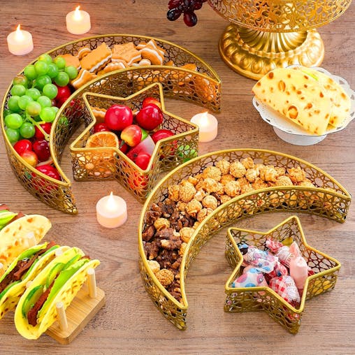 NNETM 2pcs Ramadan Iron Serving Trays Set for Desserts