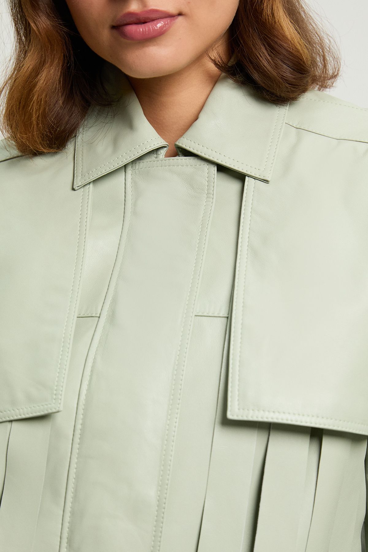 KarenMillen Leather Tassel Collared Jacket
