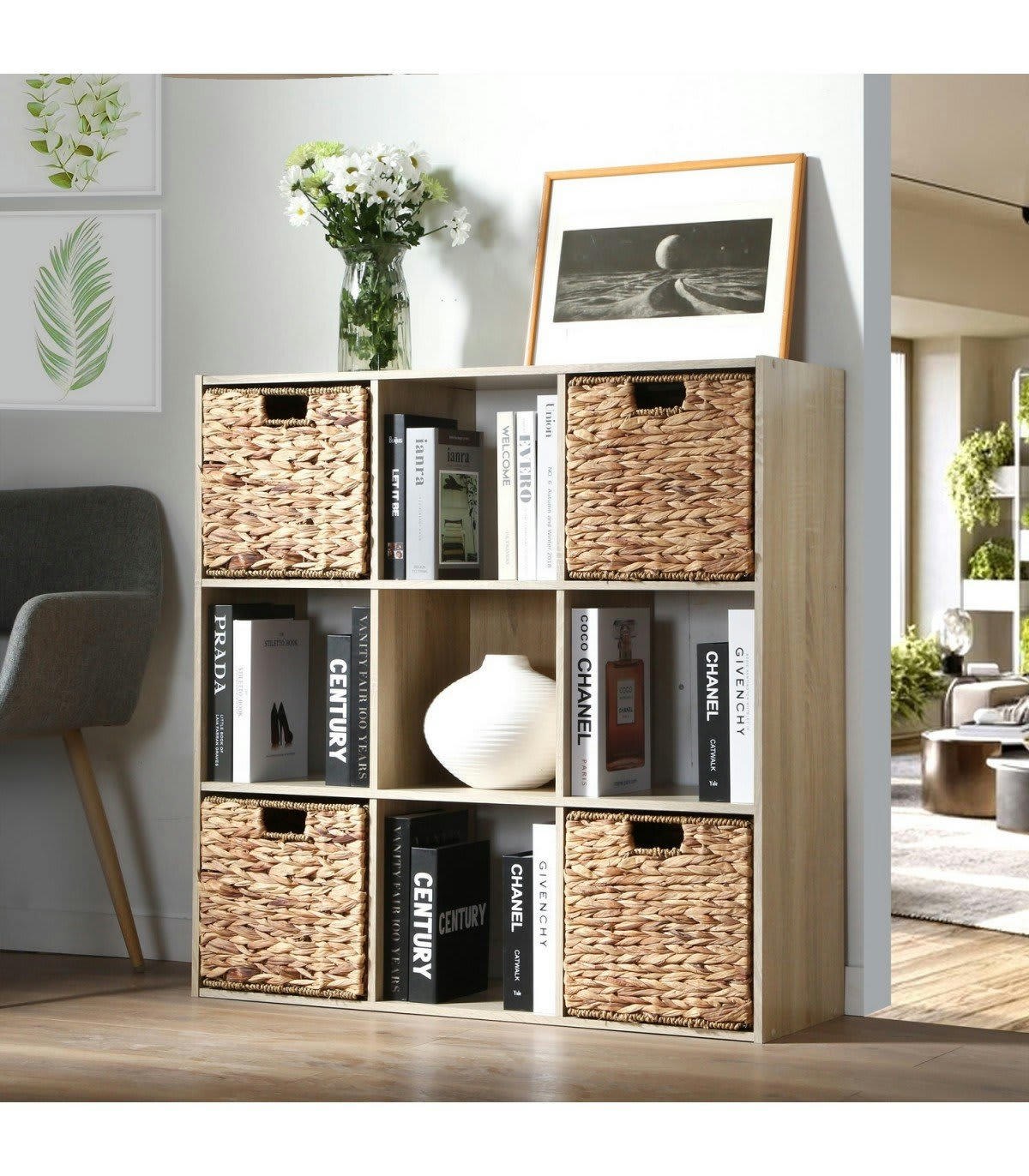 - Etagère de rangement 9 cases - Marron