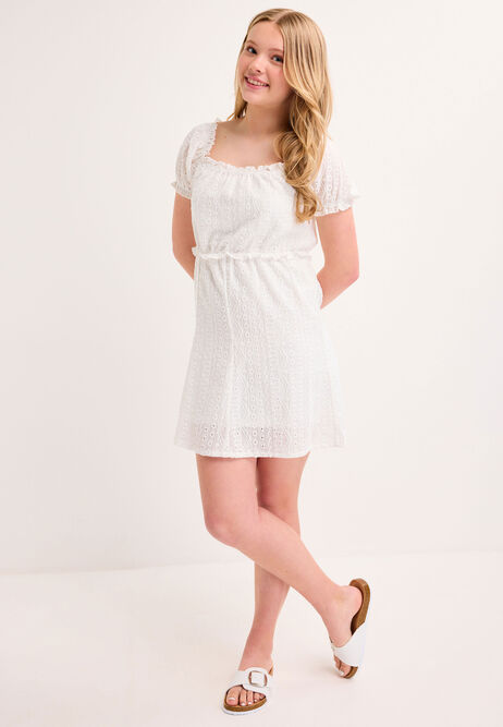 Older Girls White Crochet Dress
