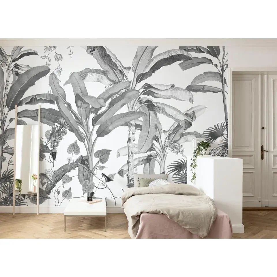 Sanders & Sanders fotobehang jungle zwart wit - 400 x 280 cm