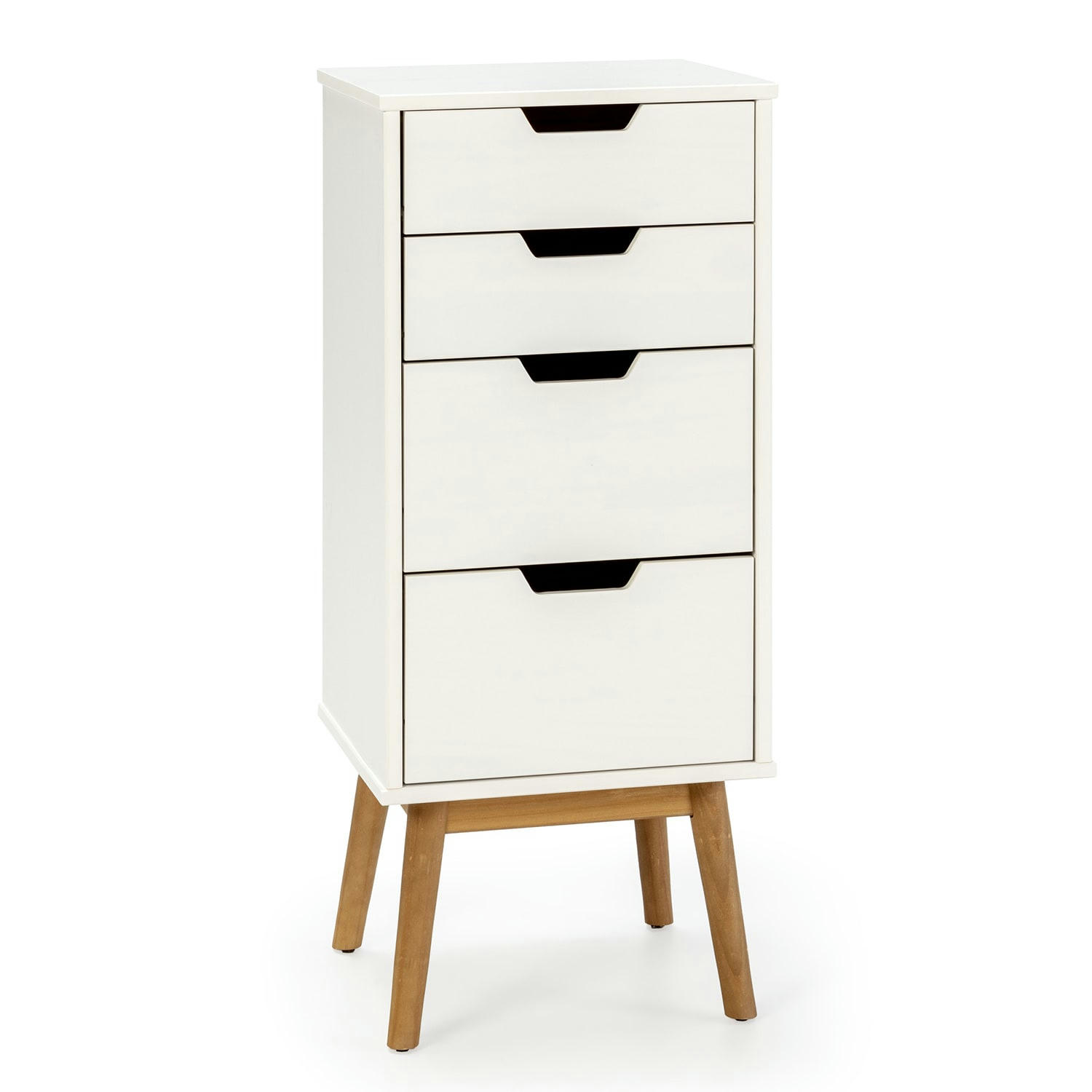 BAKU - Chiffonnier nuit 4 tiroirs blanc, 40 cm longueur