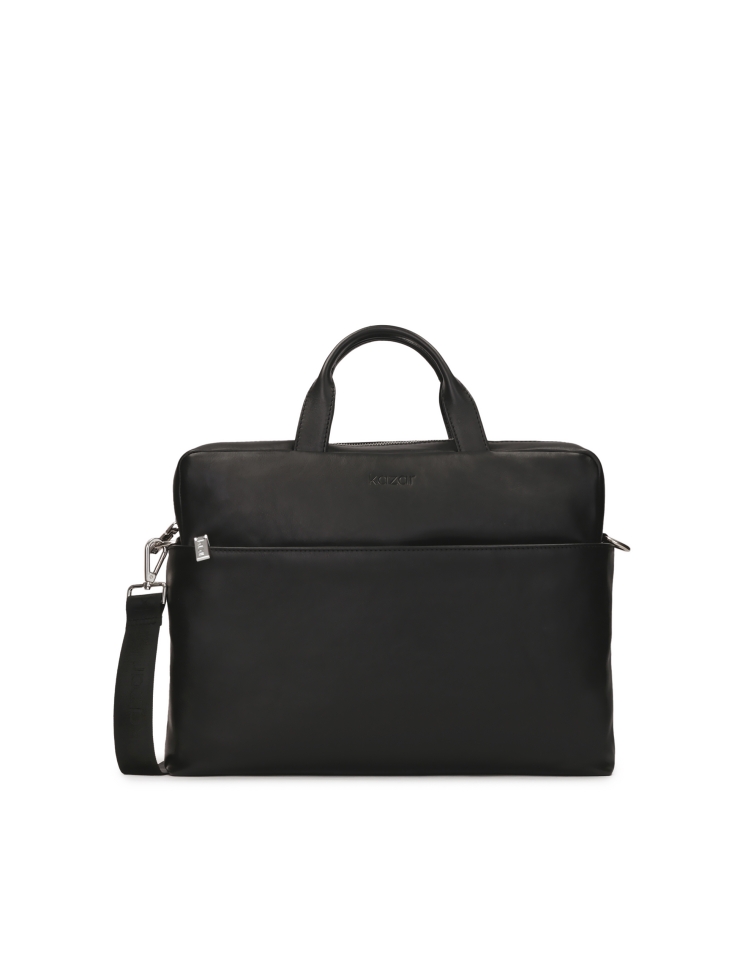 Black leather laptop briefcase bag