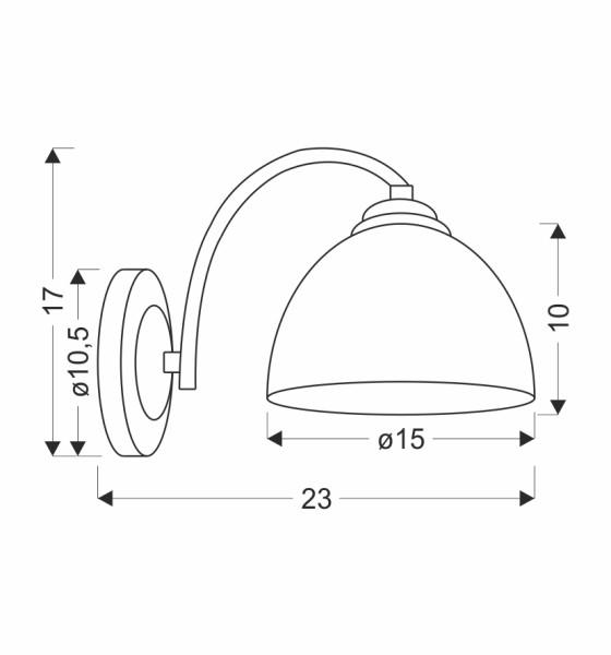 Lampa kinkiet GRACJA czarny perłowy 1x40 e27 klosz biały