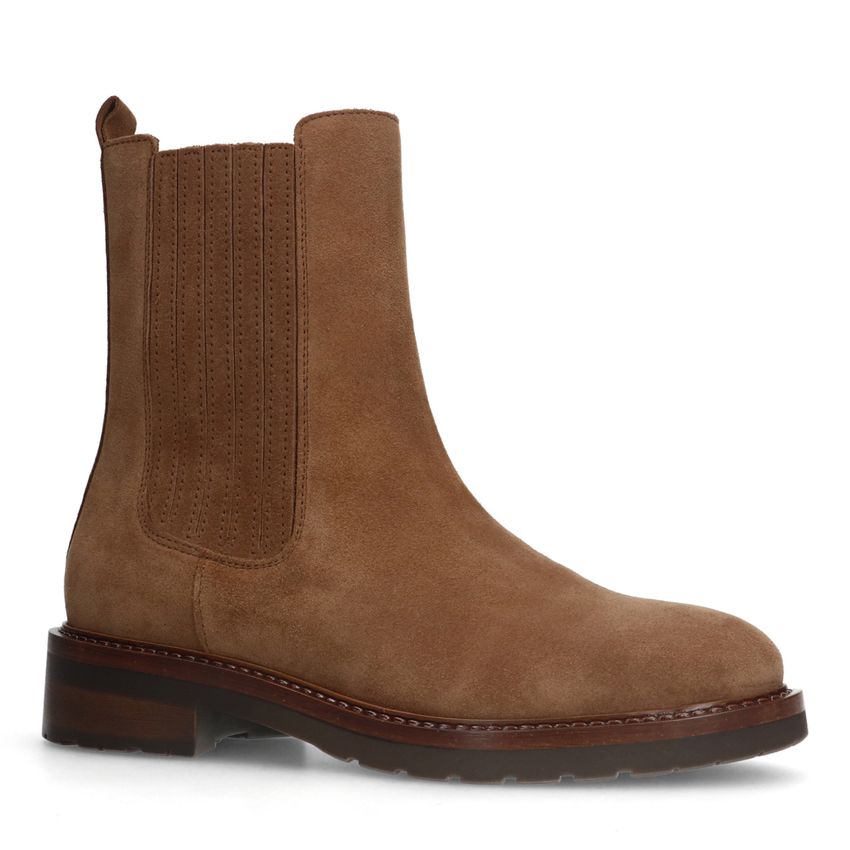 Manfield Beige suède chelsea boots