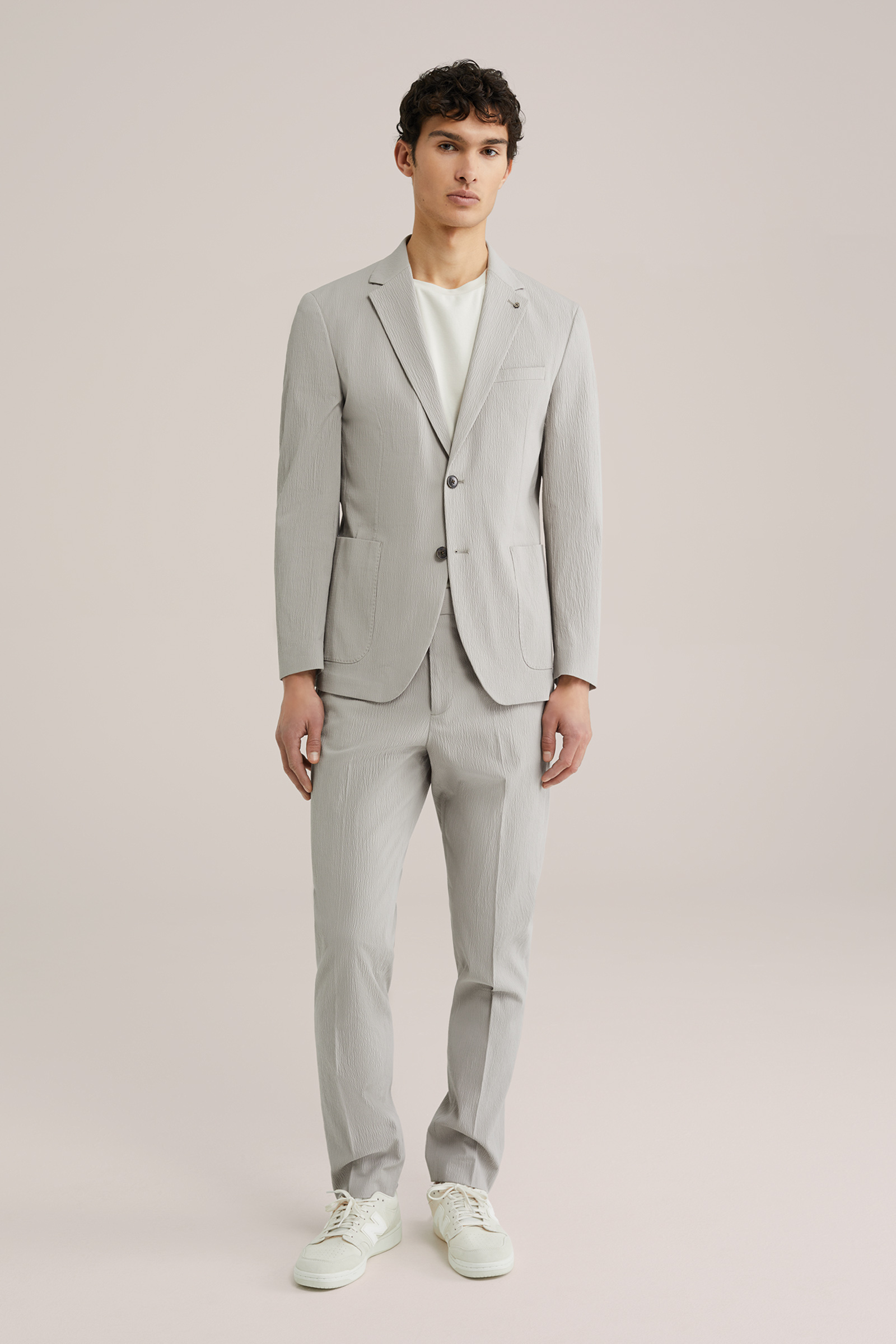 Heren Slim fit blazer van seersucker