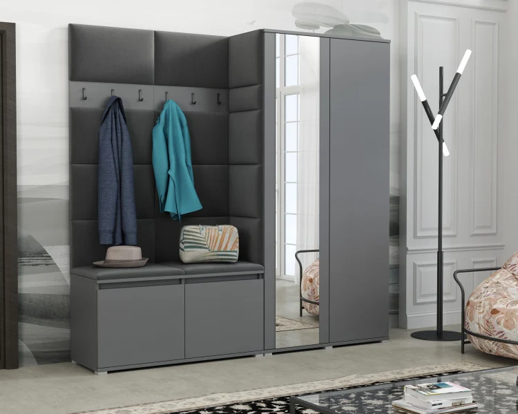 Garderoba szafa wieszaki panele LUTON 4 ANTRACYT Trinity 15