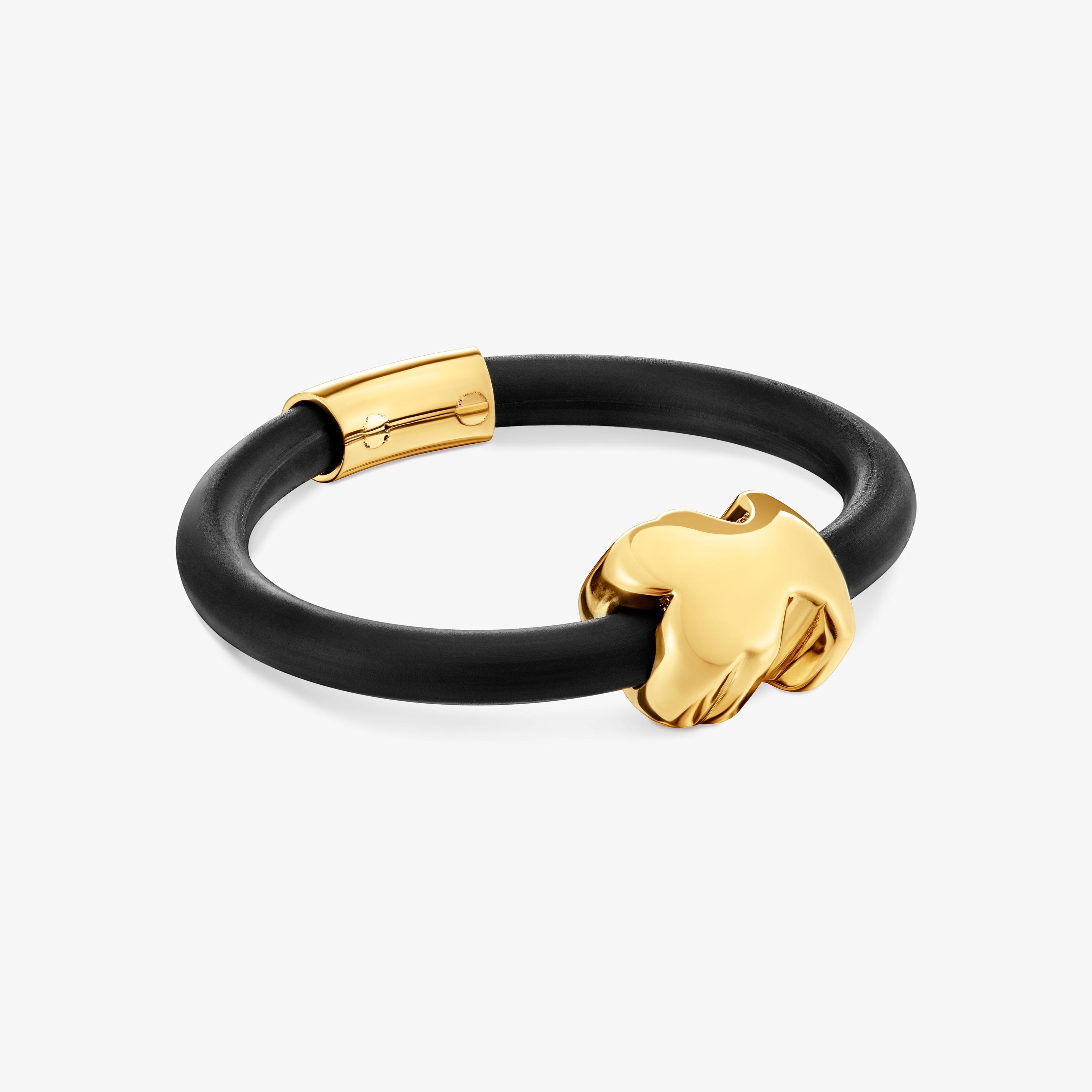 Anillo oso de oro 14 kt y caucho Bold Motif