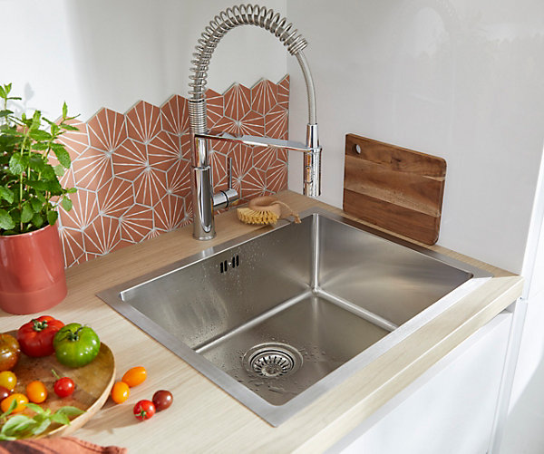 Mitigeur de cuisine avec douchette extractible chromé Grohe Get Pro