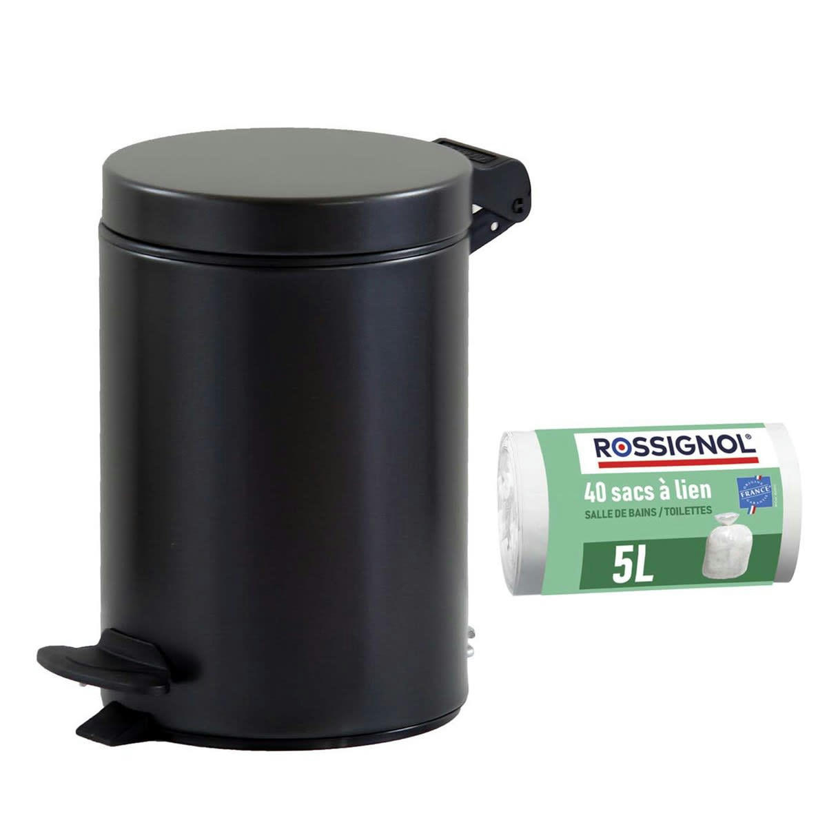 CYJEU - Poubelle de salle de bain à pédale 3L et 40 sacs poubelle 5L