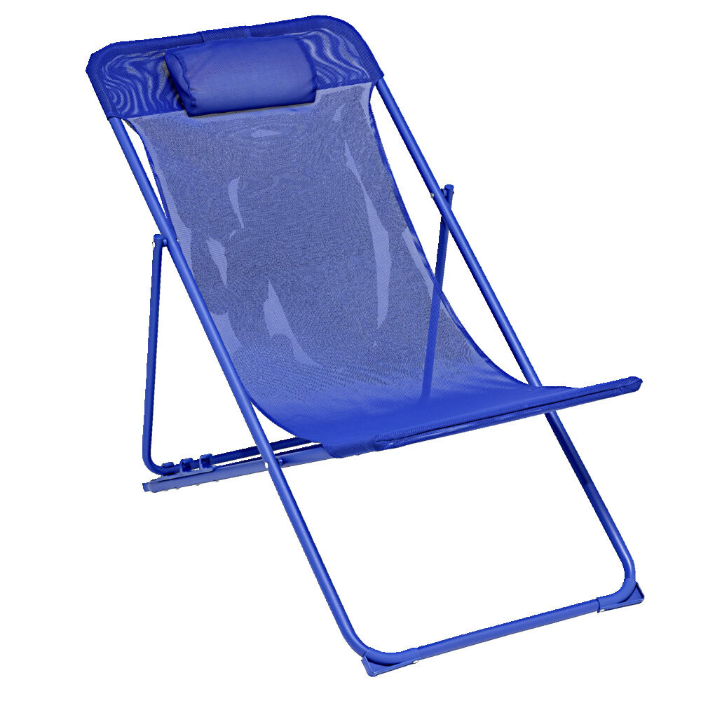 Chilienne pliante Garden acier et textilène bleu 82x56xH90cm