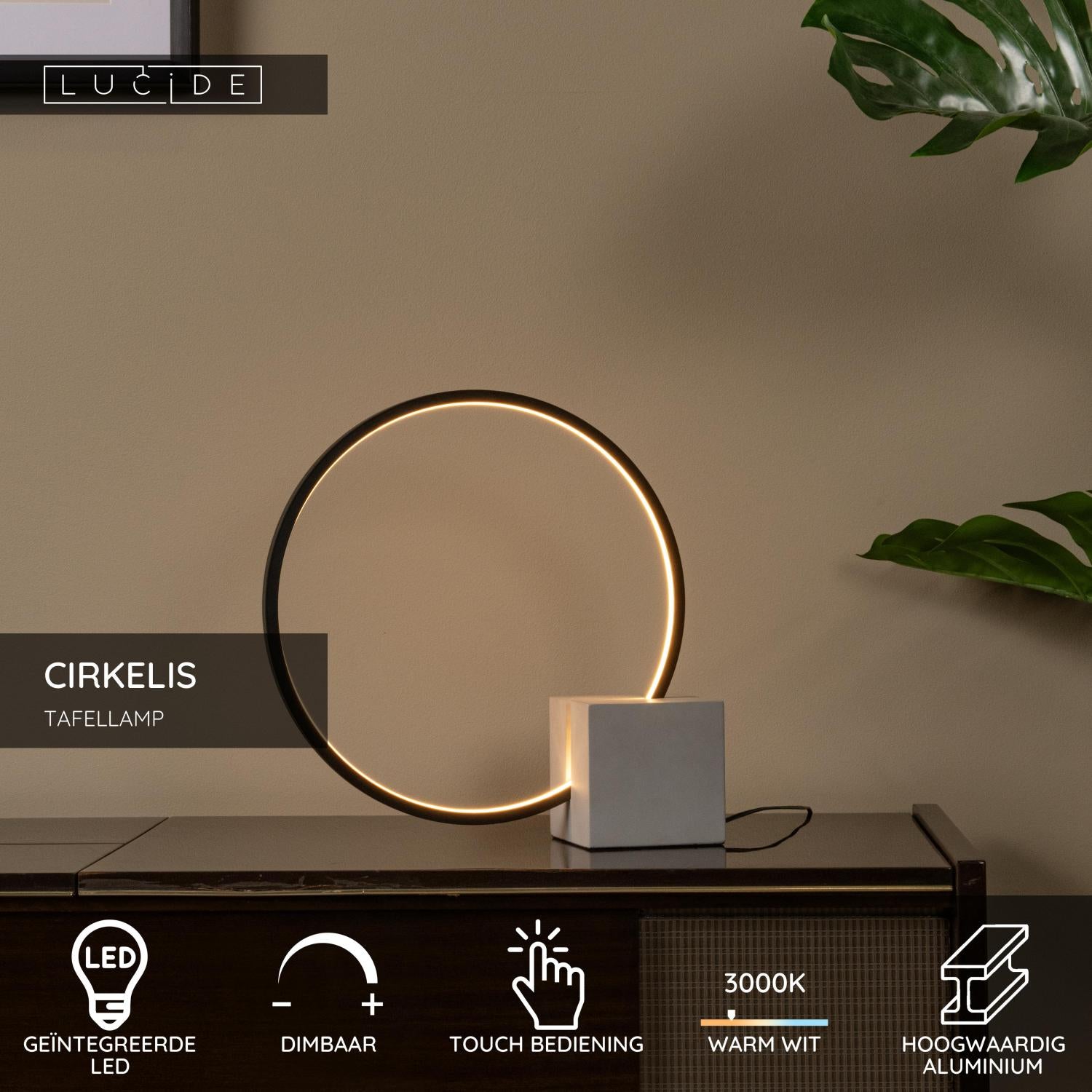 Lucide CIRKELIS Tafellamp - Zwart