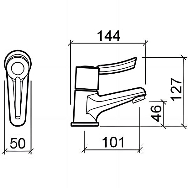 Mitigeur petite taille idéal pour lave-mains petit lavabo petite vasque SANINDUSA XS chromé livré avec 2 flexibles 3/8