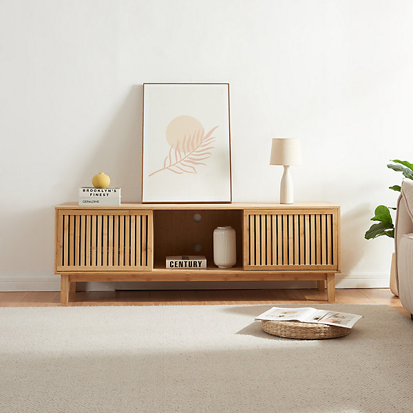 Meuble TV Ypäjä 150 x 42 x 50 cm bambou naturel en.casa