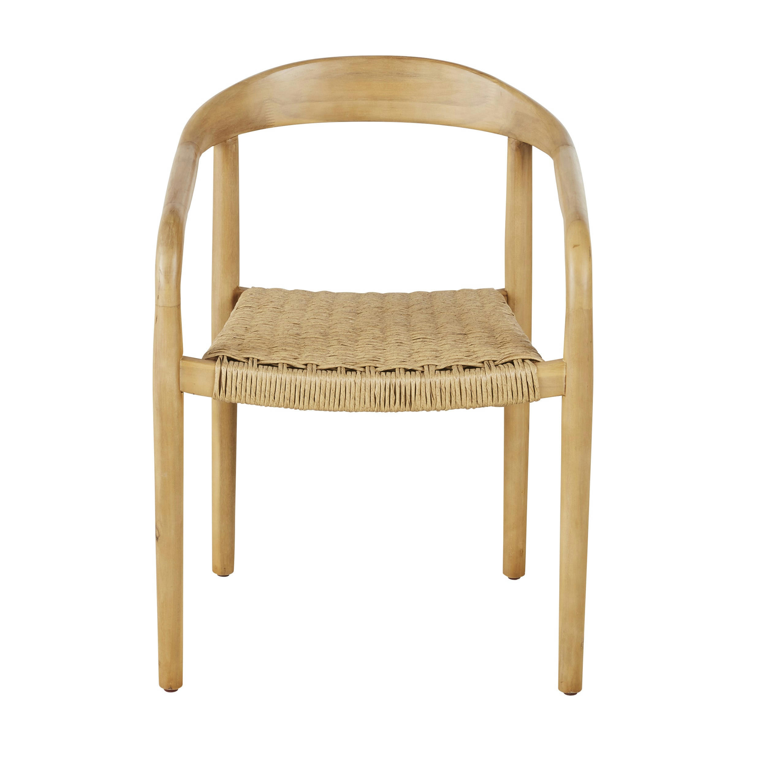 Luanda Business - Chaises à dîner de jardin professionnelles en bois d'acacia et résine tressée beige (x2)