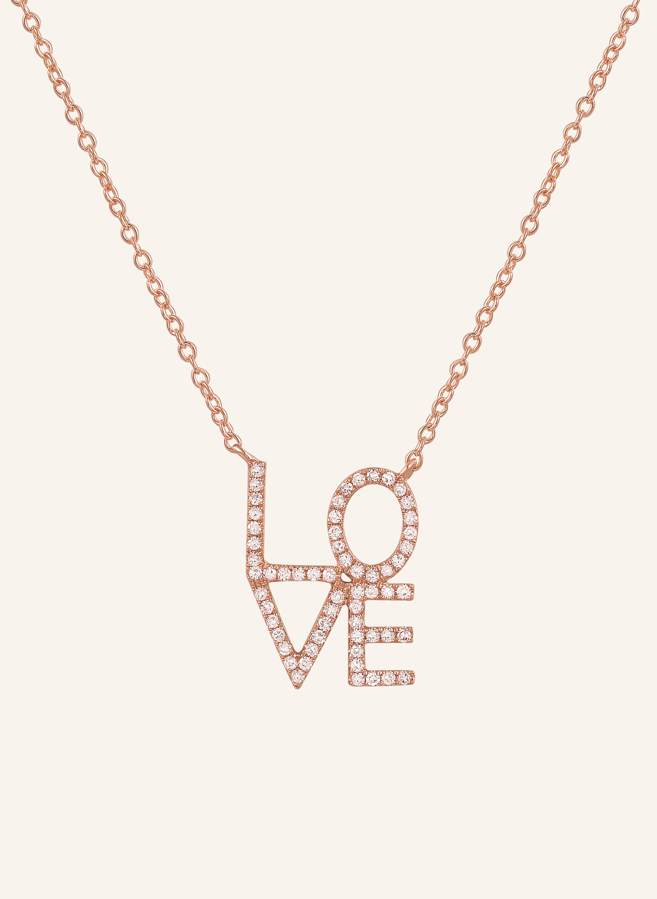 Leaf Halskette LOVE aus 18 Karat Roségold mit Diamanten