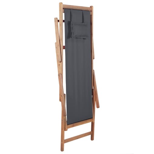 NNEVL Folding Beach Chair Fabric and Wooden Frame Grey