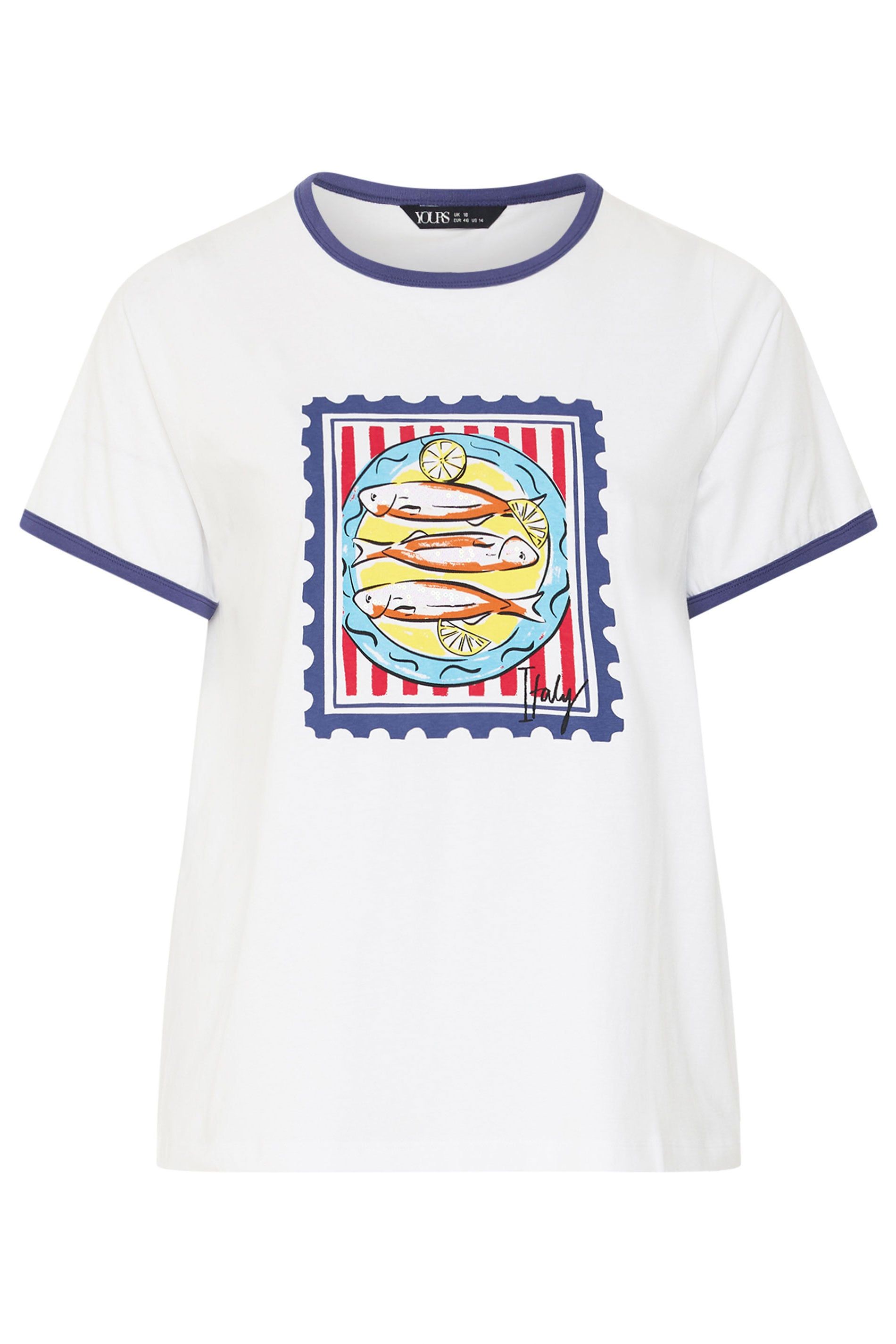 Yours Sardine Graphic Ringer T-Shirt